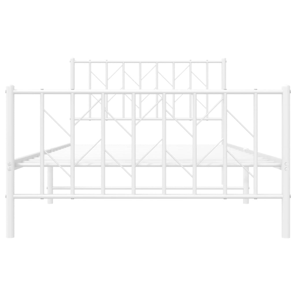 Bettgestell mit Kopf- und Fußteil Metall Weiß 107x203 cm