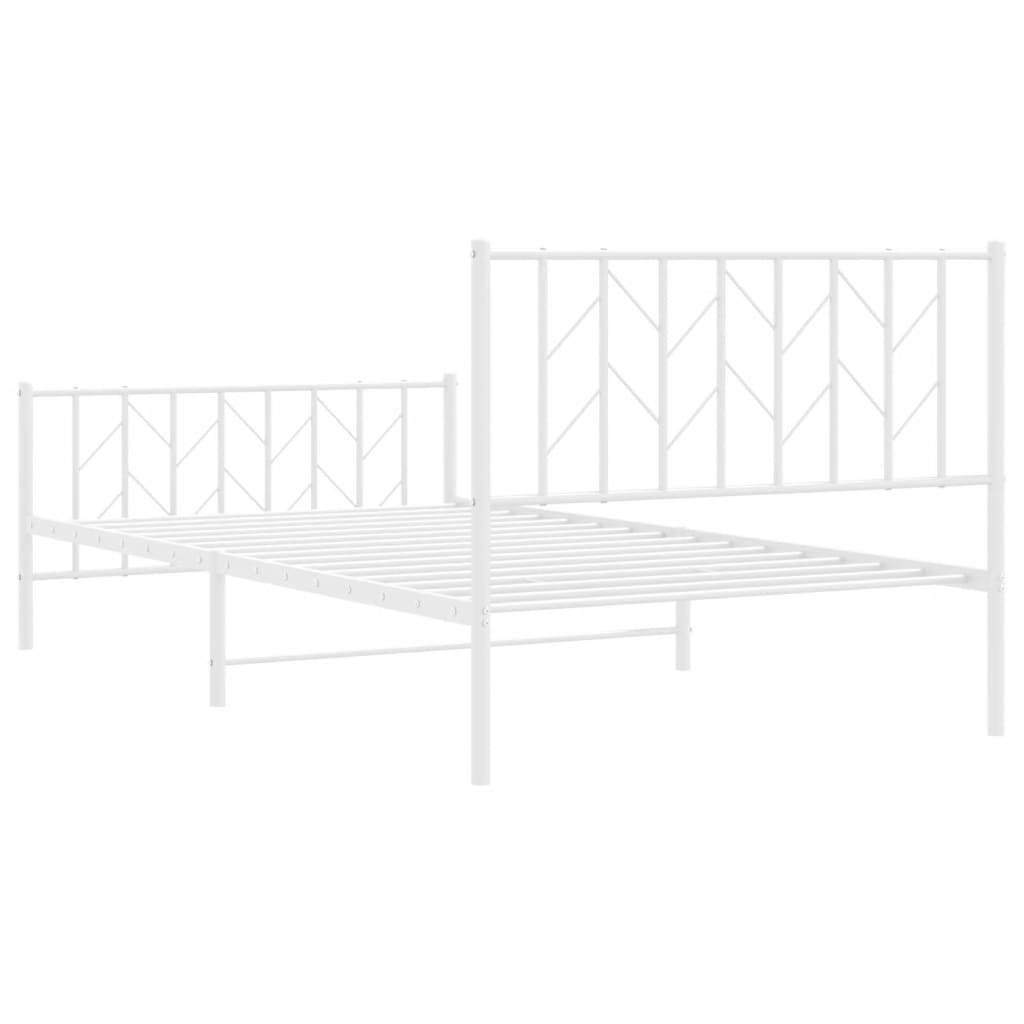 Bettgestell mit Kopf- und Fußteil Metall Weiß 107x203 cm