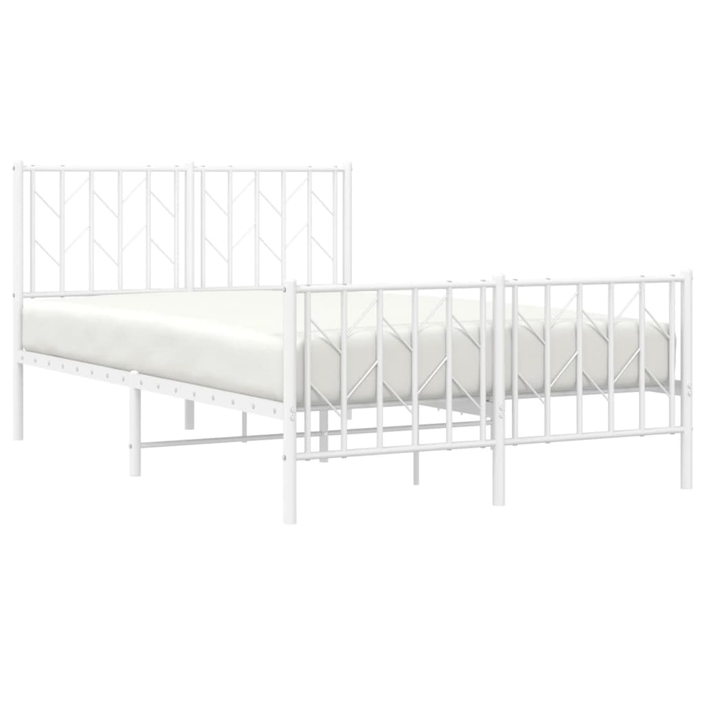 Bettgestell mit Kopf- und Fußteil Metall Weiß 120x190 cm