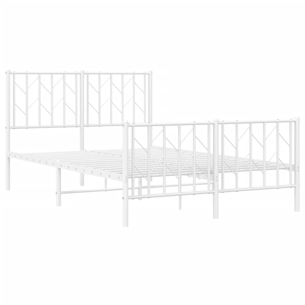 Bettgestell mit Kopf- und Fußteil Metall Weiß 120x190 cm