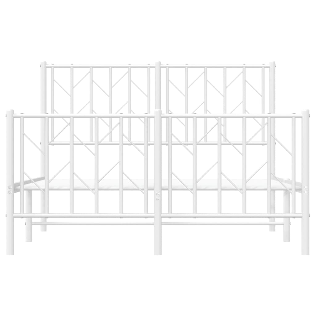 Bettgestell mit Kopf- und Fußteil Metall Weiß 120x190 cm