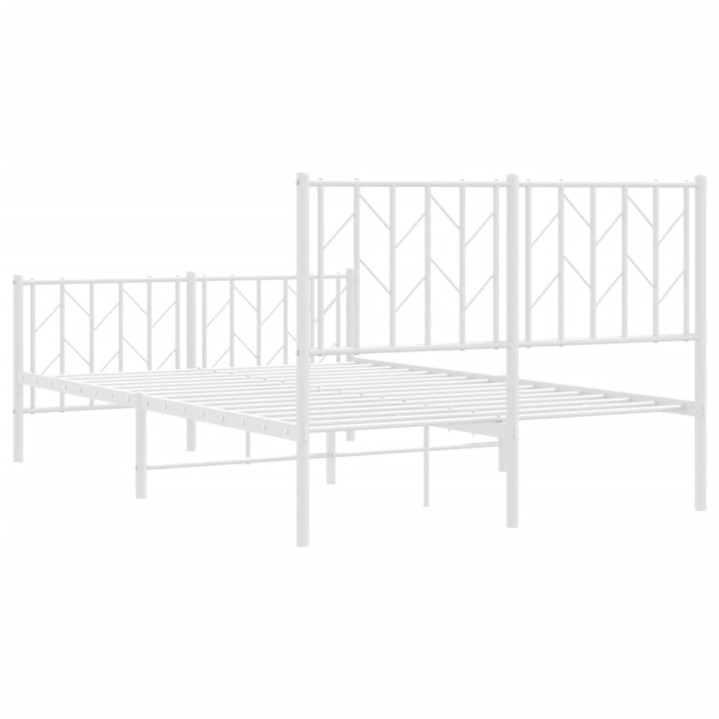 Bettgestell mit Kopf- und Fußteil Metall Weiß 120x190 cm