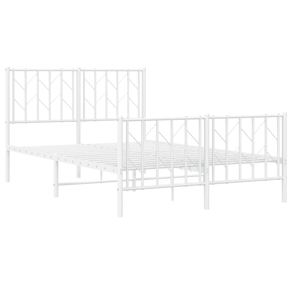 Bettgestell mit Kopf- und Fußteil Metall Weiß 120x200 cm