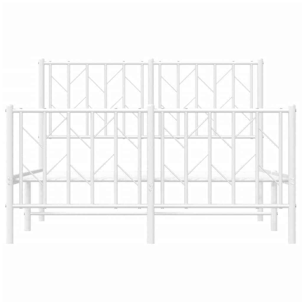 Bettgestell mit Kopf- und Fußteil Metall Weiß 120x200 cm