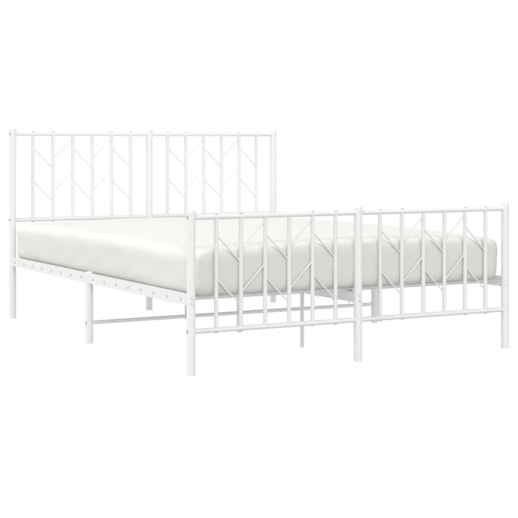 Bettgestell mit Kopf- und Fußteil Metall Weiß 135x190 cm