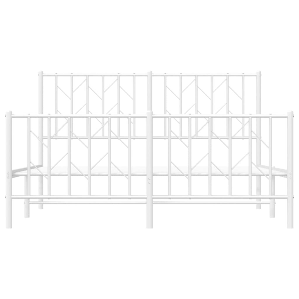 Bettgestell mit Kopf- und Fußteil Metall Weiß 135x190 cm