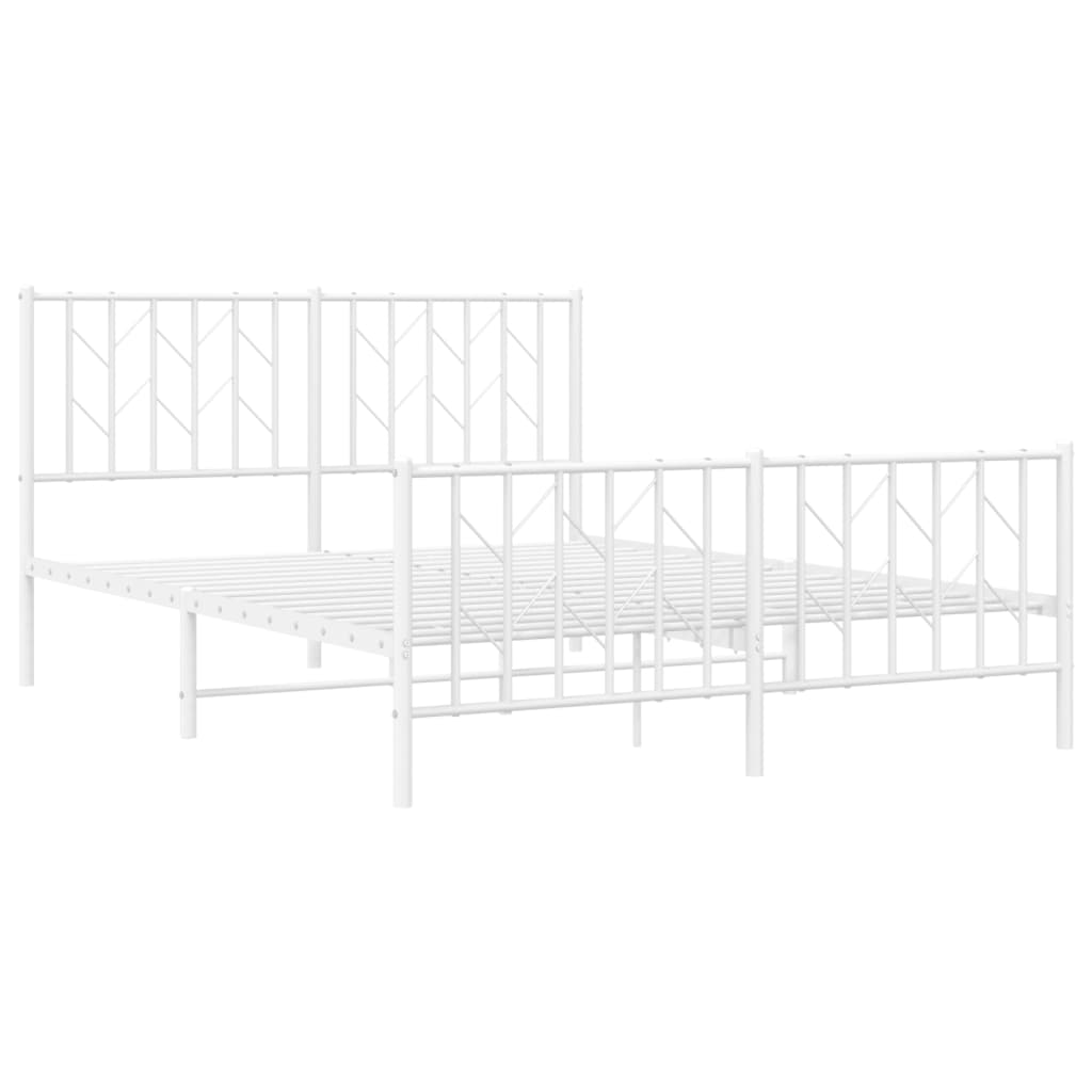 Bettgestell mit Kopf- und Fußteil Metall Weiß 140x190 cm
