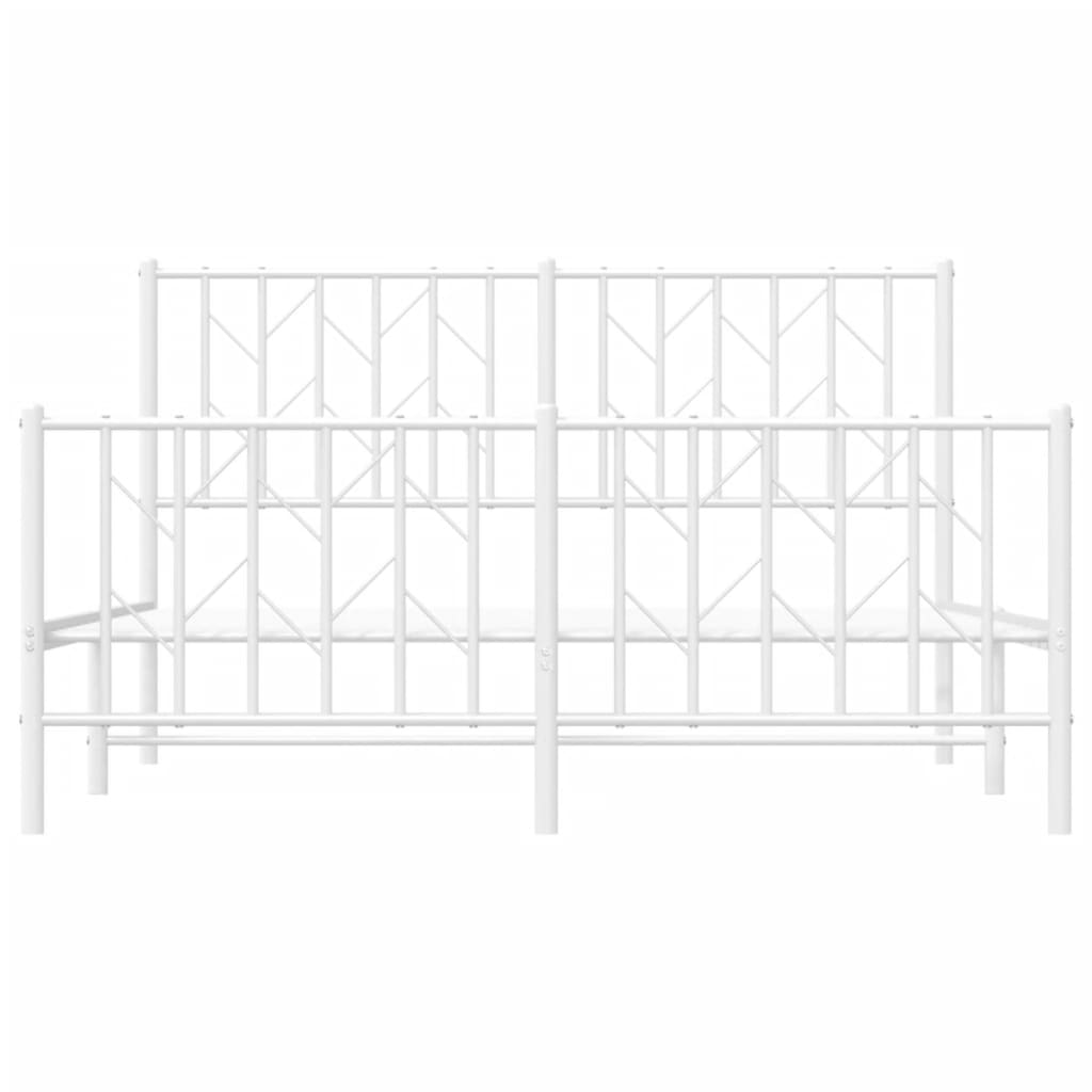 Bettgestell mit Kopf- und Fußteil Metall Weiß 140x190 cm