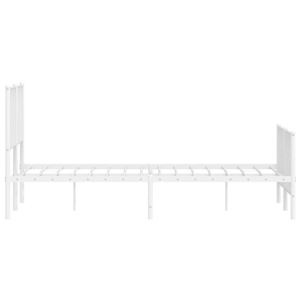 Bettgestell mit Kopf- und Fußteil Metall Weiß 140x190 cm