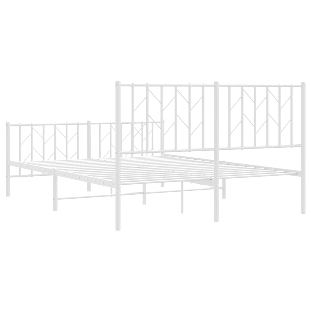 Bettgestell mit Kopf- und Fußteil Metall Weiß 140x190 cm