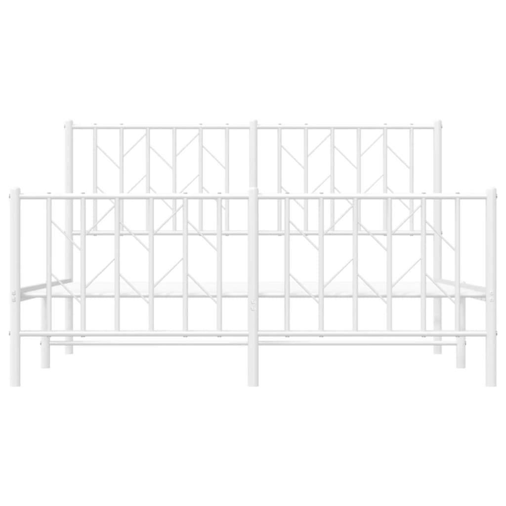 Bettgestell mit Kopf- und Fußteil Metall Weiß 140x200 cm