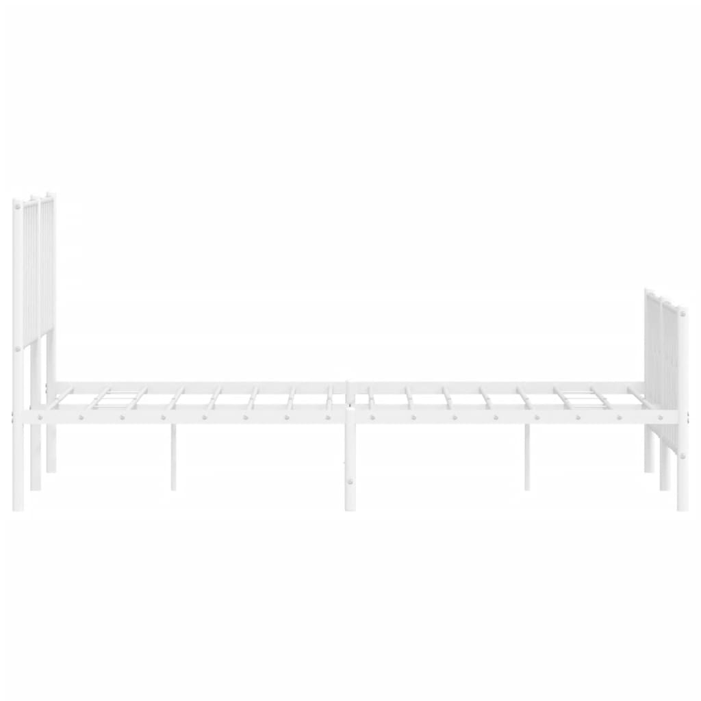 Bettgestell mit Kopf- und Fußteil Metall Weiß 140x200 cm