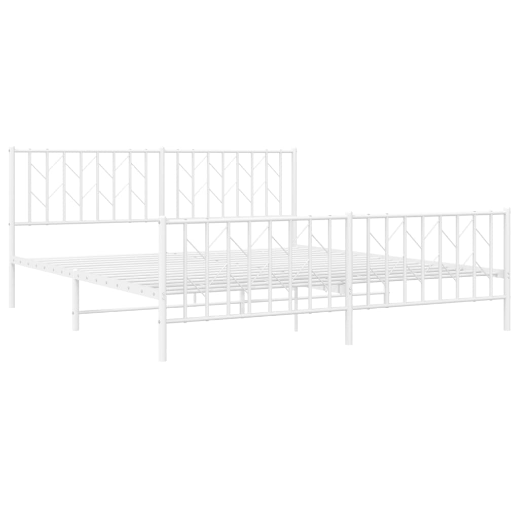 Bettgestell mit Kopf- und Fußteil Metall Weiß 180x200 cm