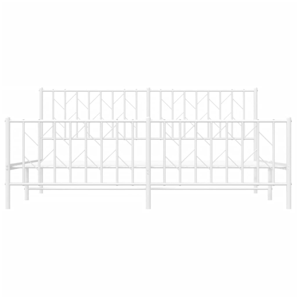 Bettgestell mit Kopf- und Fußteil Metall Weiß 180x200 cm