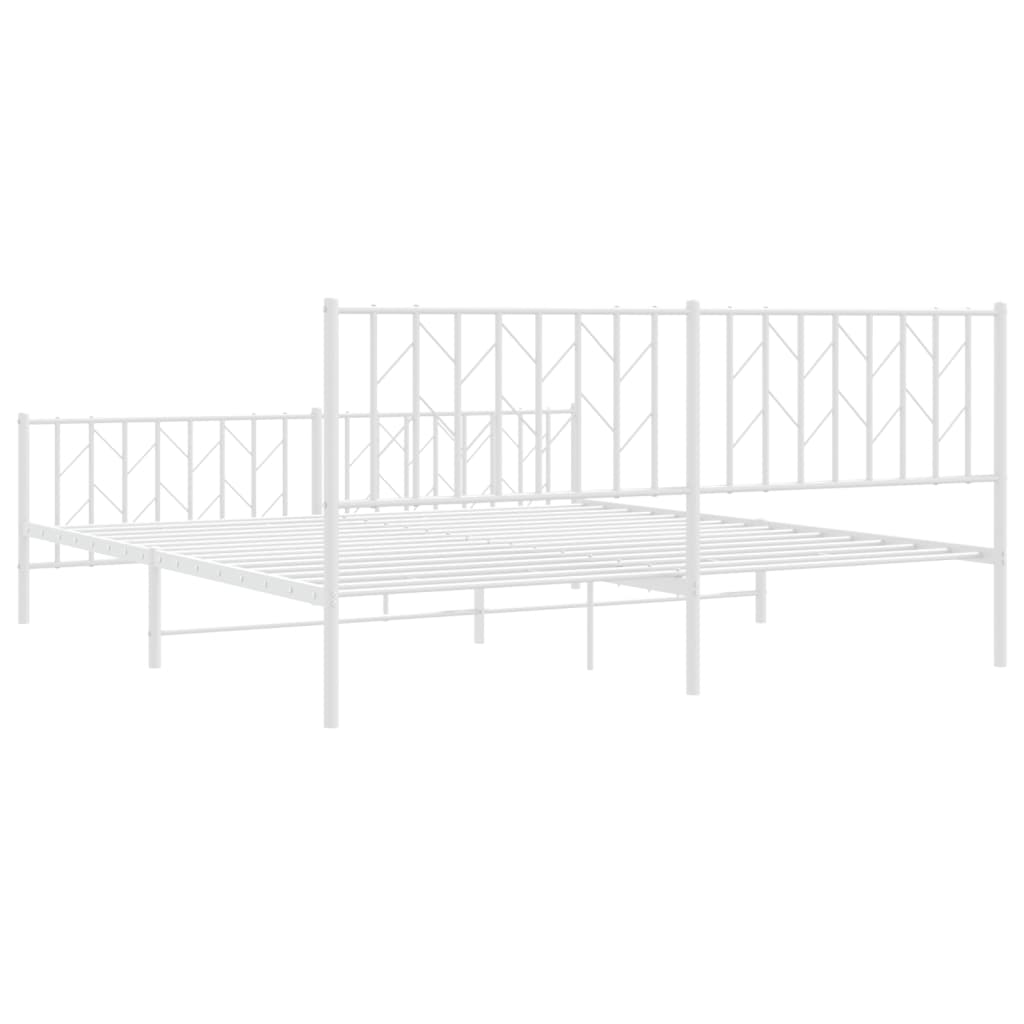 Bettgestell mit Kopf- und Fußteil Metall Weiß 180x200 cm