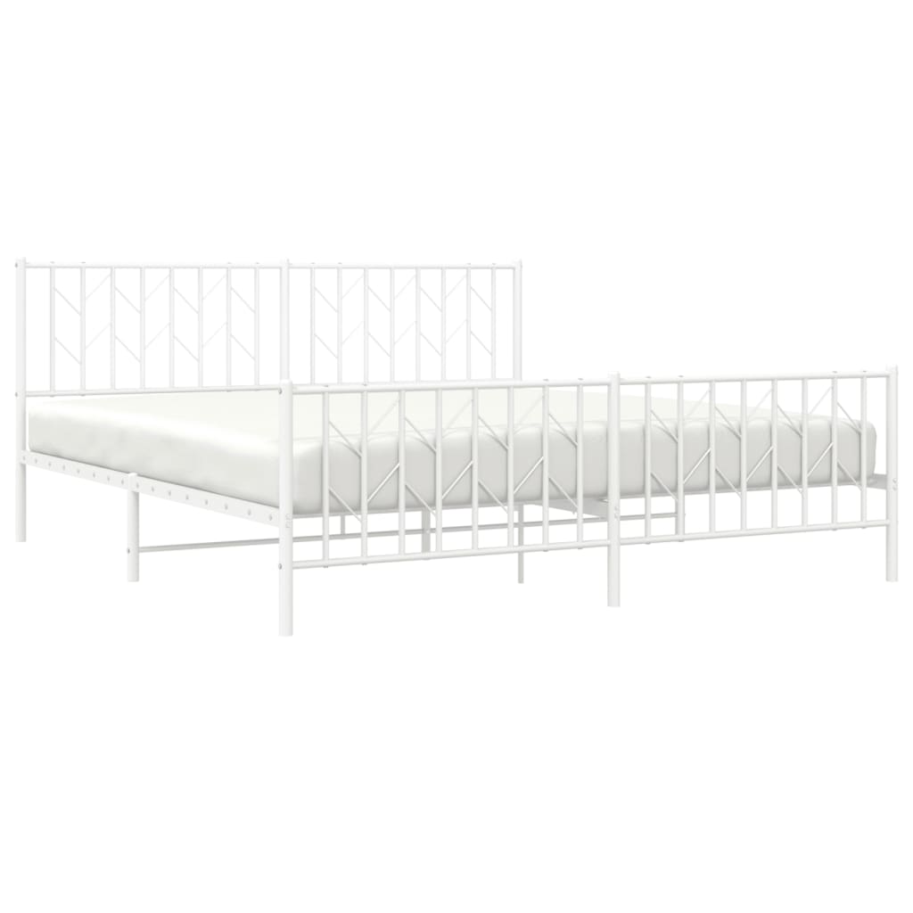 Bettgestell mit Kopf- und Fußteil Metall Weiß 183x213 cm