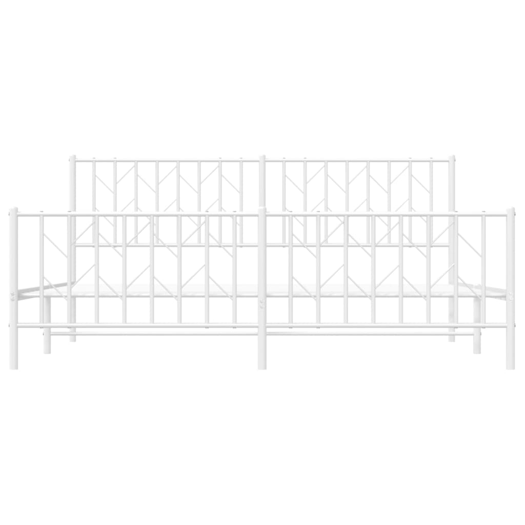 Bettgestell mit Kopf- und Fußteil Metall Weiß 183x213 cm