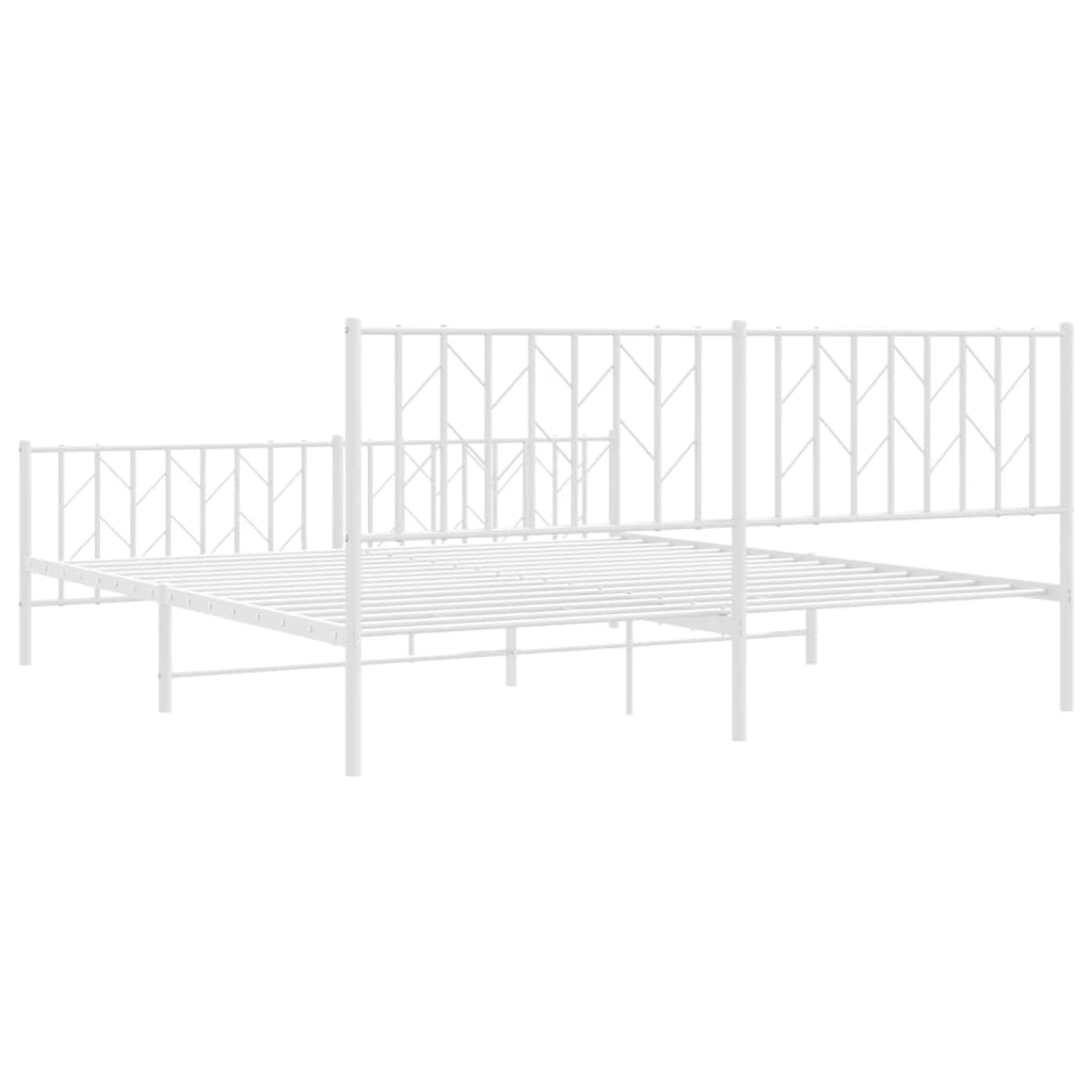 Bettgestell mit Kopf- und Fußteil Metall Weiß 183x213 cm