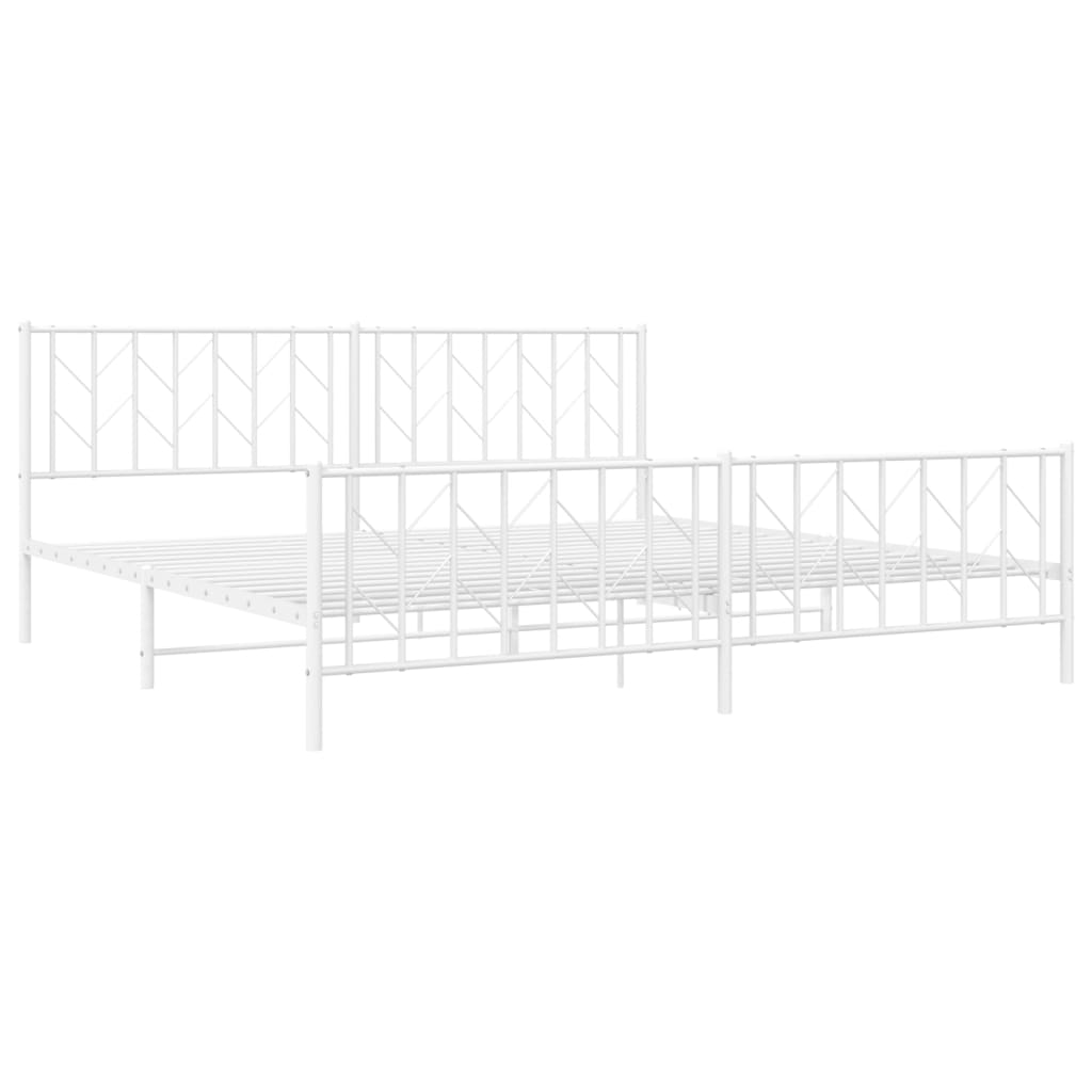 Bettgestell mit Kopf- und Fußteil Metall Weiß 200x200 cm