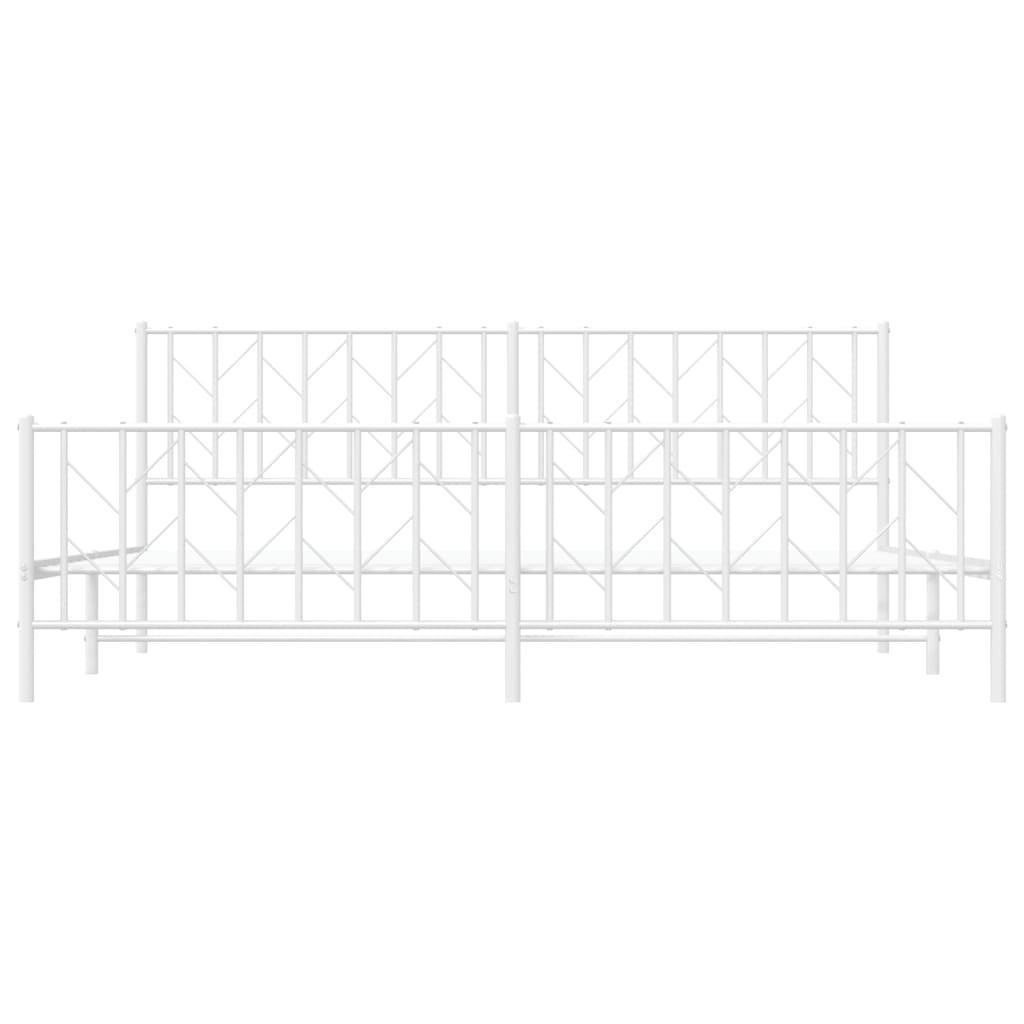 Bettgestell mit Kopf- und Fußteil Metall Weiß 200x200 cm