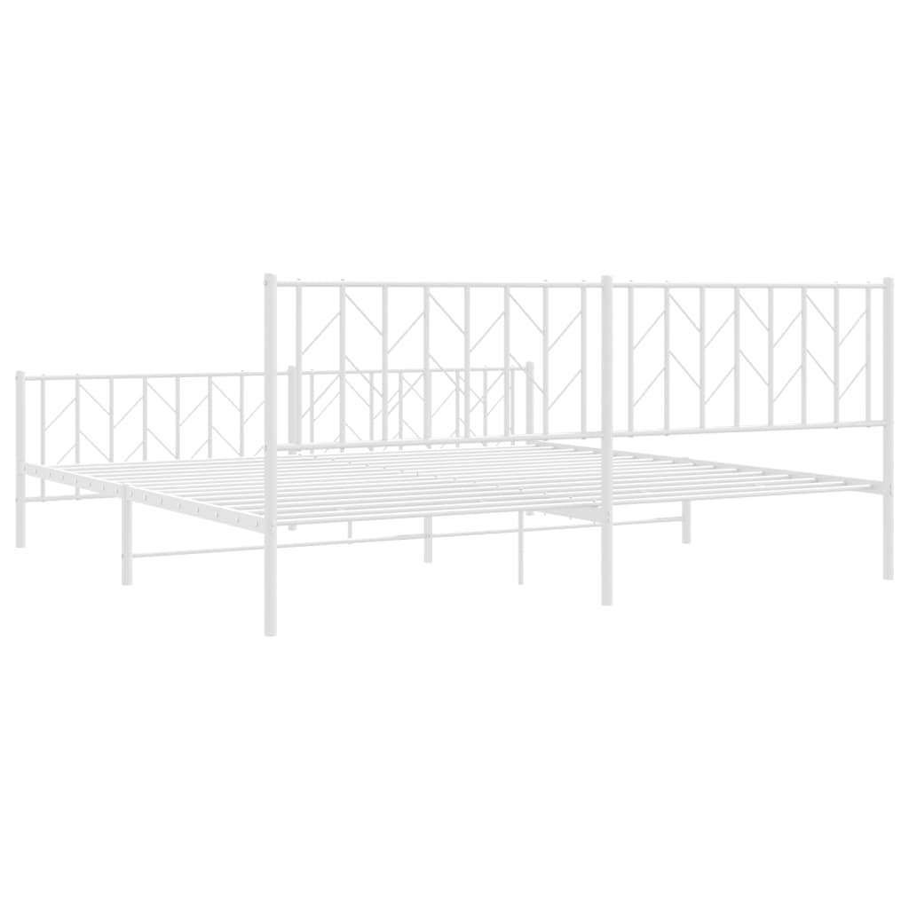 Bettgestell mit Kopf- und Fußteil Metall Weiß 200x200 cm