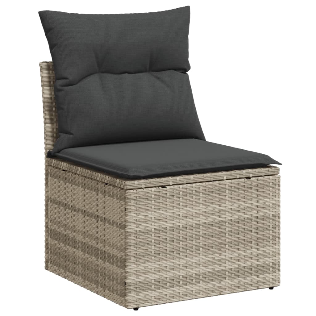 Garden sofa without armrests with cushions light grey poly rattan