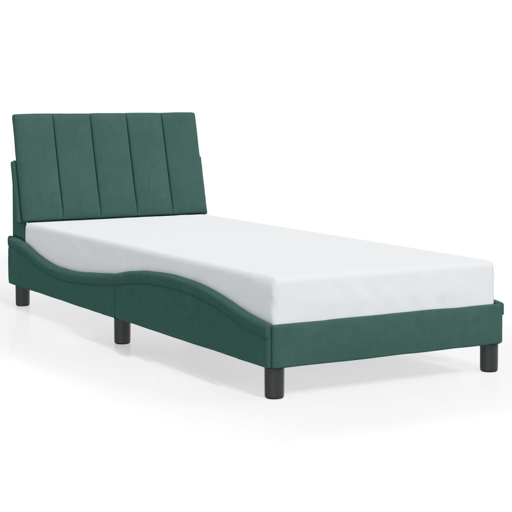 Bettgestell ohne Matratze "Hanko" Dunkelgrün 90x200 cm Samt