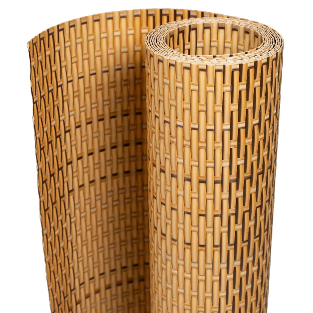 Balcony privacy screens 5 pieces light brown 255x19 cm poly rattan