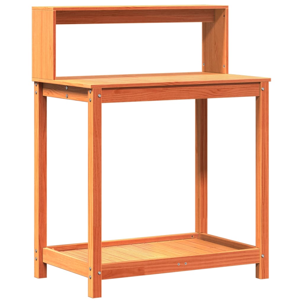 Plant table with shelves brown 82.5x50x109.5cm solid pine wood