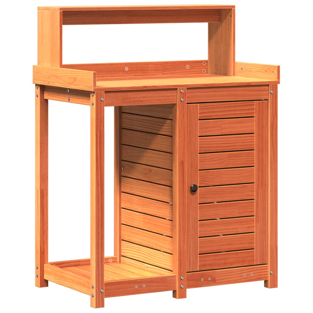 Plant table with shelves brown 82.5x50x109.5cm solid pine wood