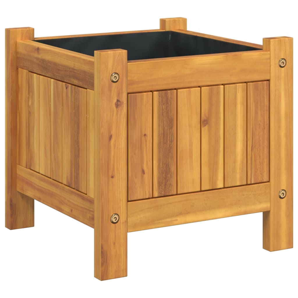 Pflanzkübel mit Einlage 31x31x30 cm Massivholz Akazie
