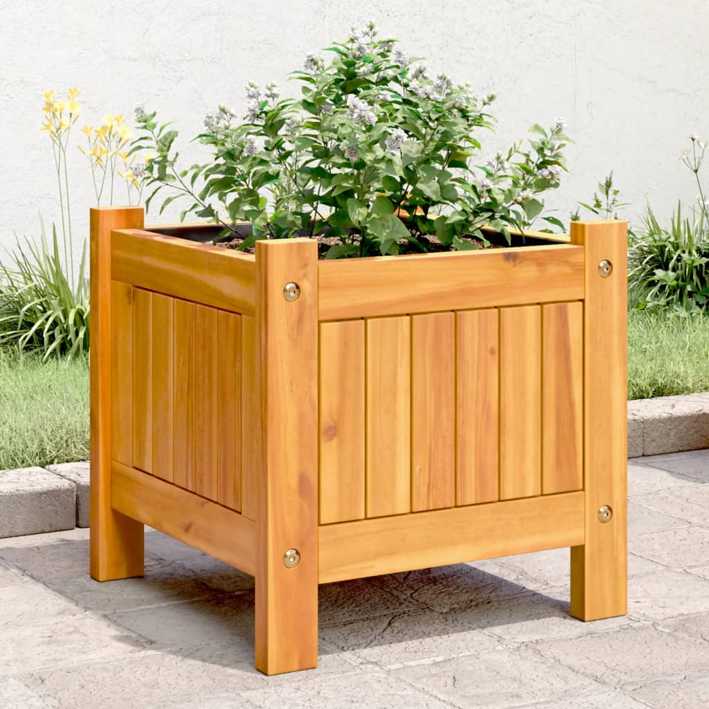 Pflanzkübel mit Einlage 31x31x30 cm Massivholz Akazie