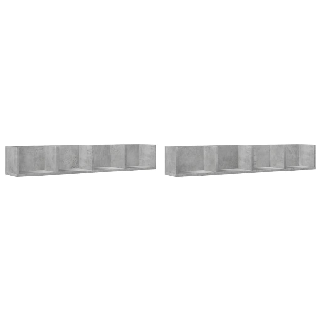 Wall cabinets 2 pcs. Concrete grey 99x18x16.5 cm wood material
