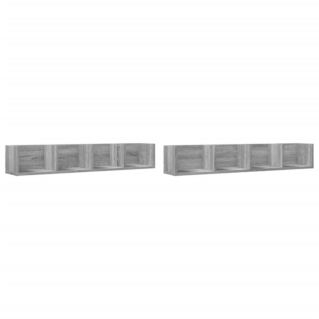 Wall cabinets 2 pcs. Grey Sonoma oak 99x18x16.5 wood material