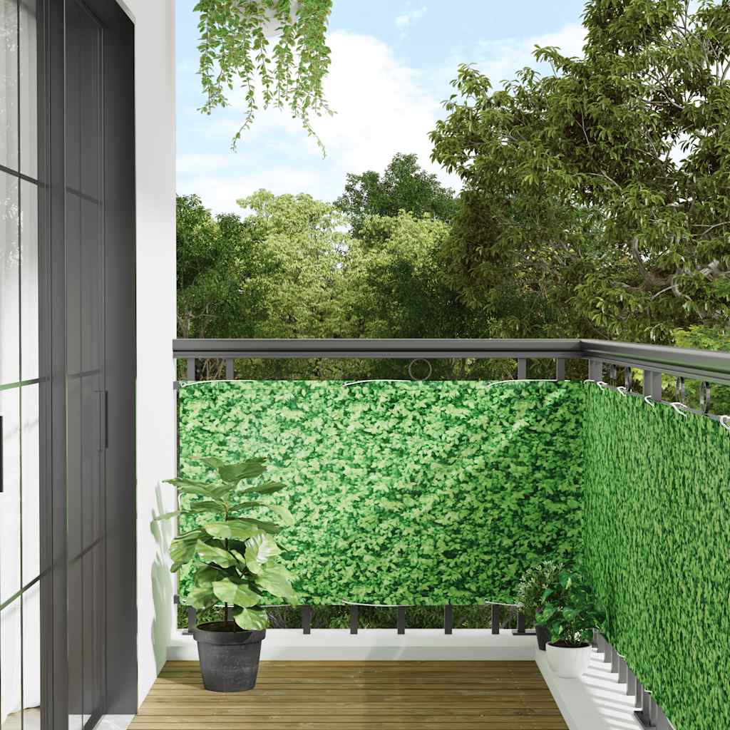 Balkon-Sichtschutz Pflanzen-Optik Grün 500x90 cm PVC