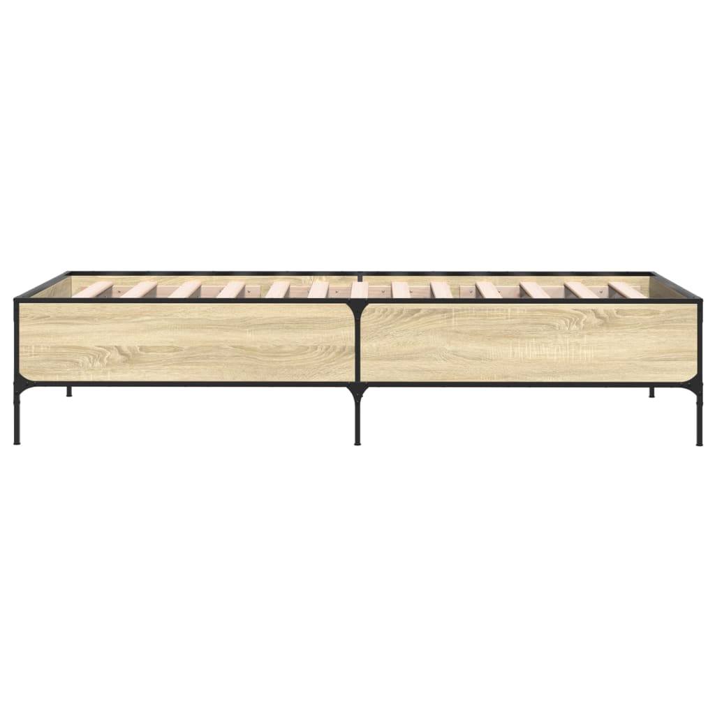 Bettgestell Sonoma-Eiche 75x190 cm Holzwerkstoff und Metall