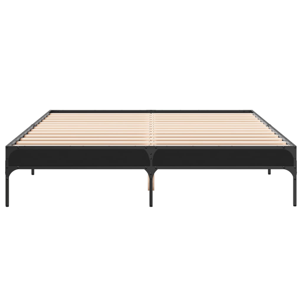 Bettgestell Schwarz 150x200 cm Holzwerkstoff und Metall