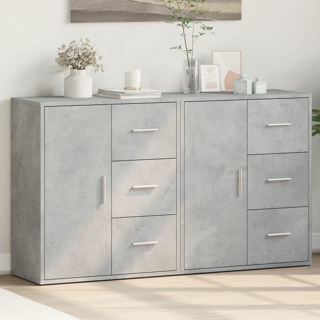 Sideboards 2 pcs. Concrete grey 60x31x70 cm wood-based material