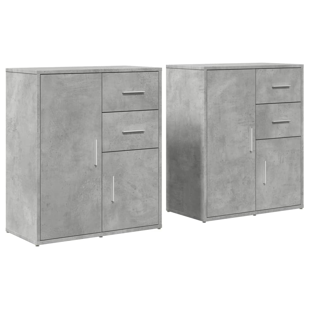 Sideboards 2 pcs. Concrete grey 60x31x70 cm wood-based material