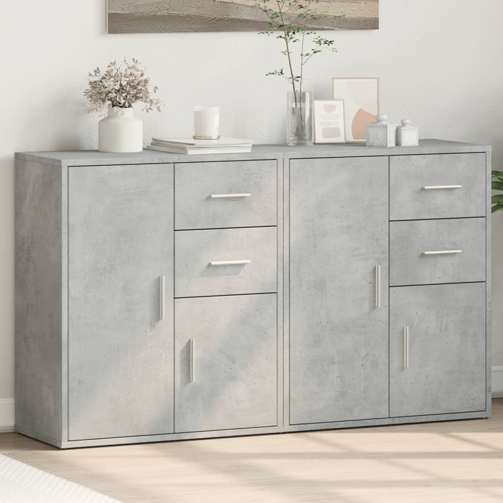 Sideboards 2 pcs. Concrete grey 60x31x70 cm wood-based material