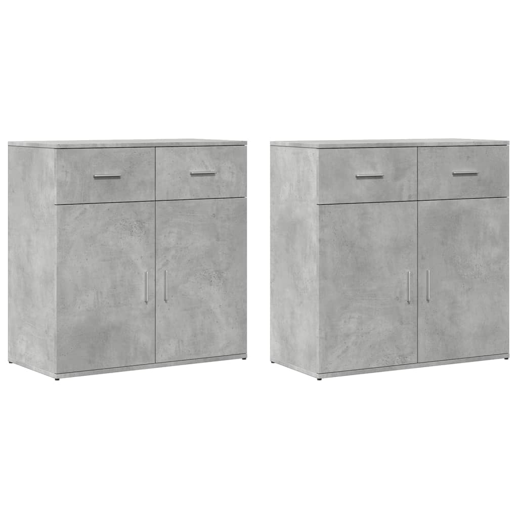 Sideboards 2 pcs. Concrete grey 79x38x80 cm wood-based material