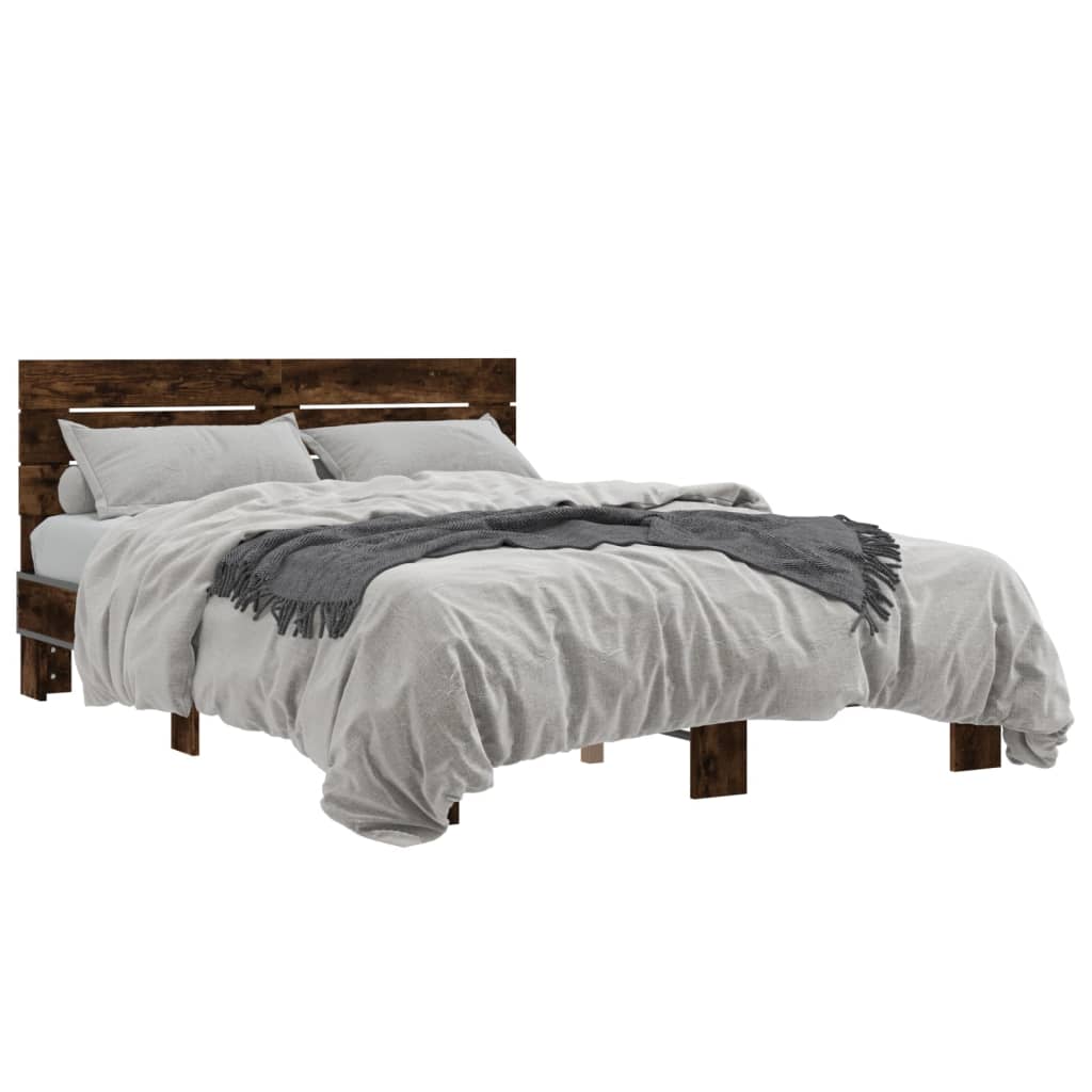 Bettgestell Räuchereiche 120x190 cm Holzwerkstoff und Metall