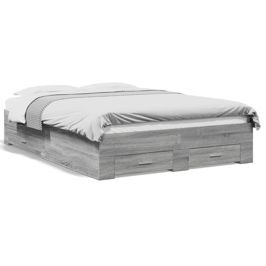 Bettgestell mit Schubladen Grau Sonoma 120x190 cm Holzwerkstoff