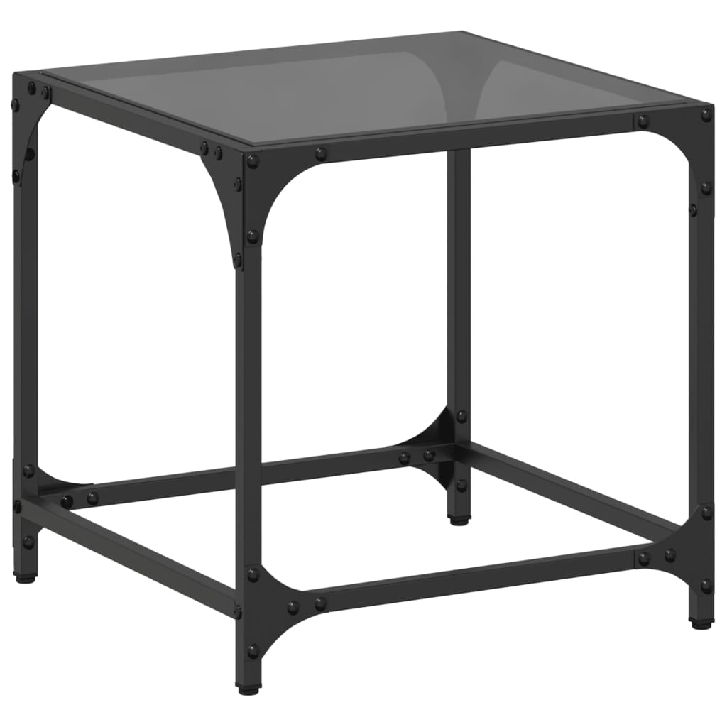 Coffee Table with Glass Top Black Transparent 40x40x40 cm Steel