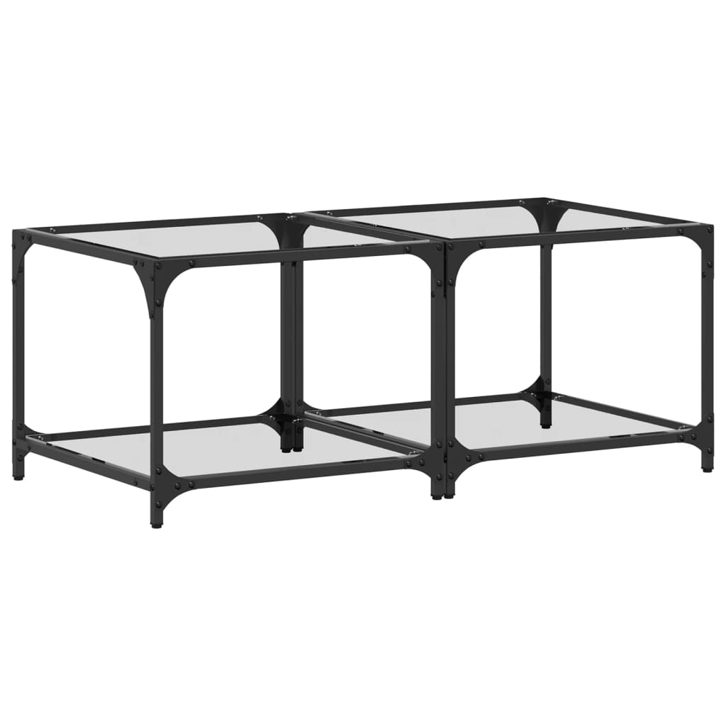 Coffee tables with glass top 2 pcs. Transparent 50x50x40 cm steel