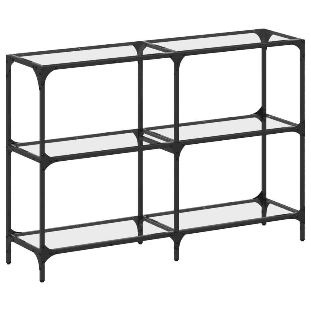 Console table with glass top Transparent 118.5x30x81 cm Steel