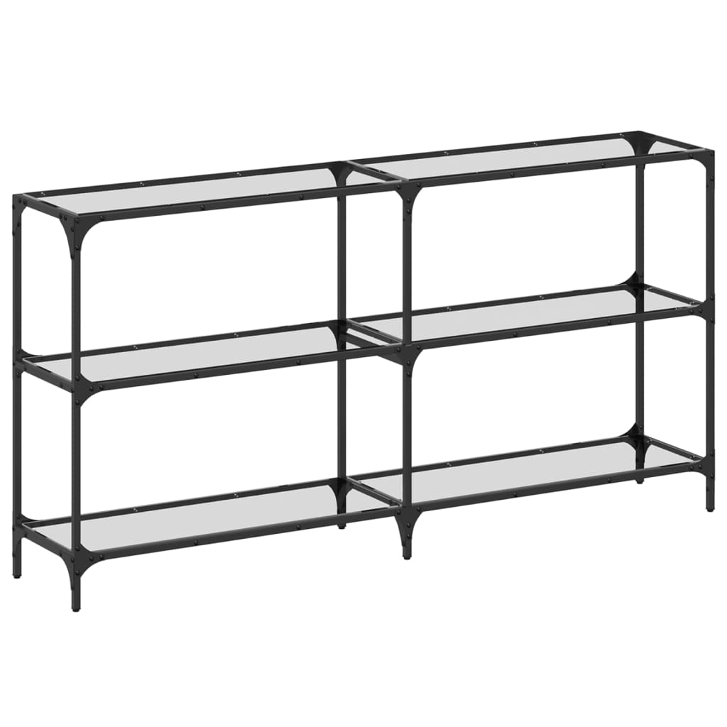 Console table with glass top Transparent 158.5x30x81 cm Steel