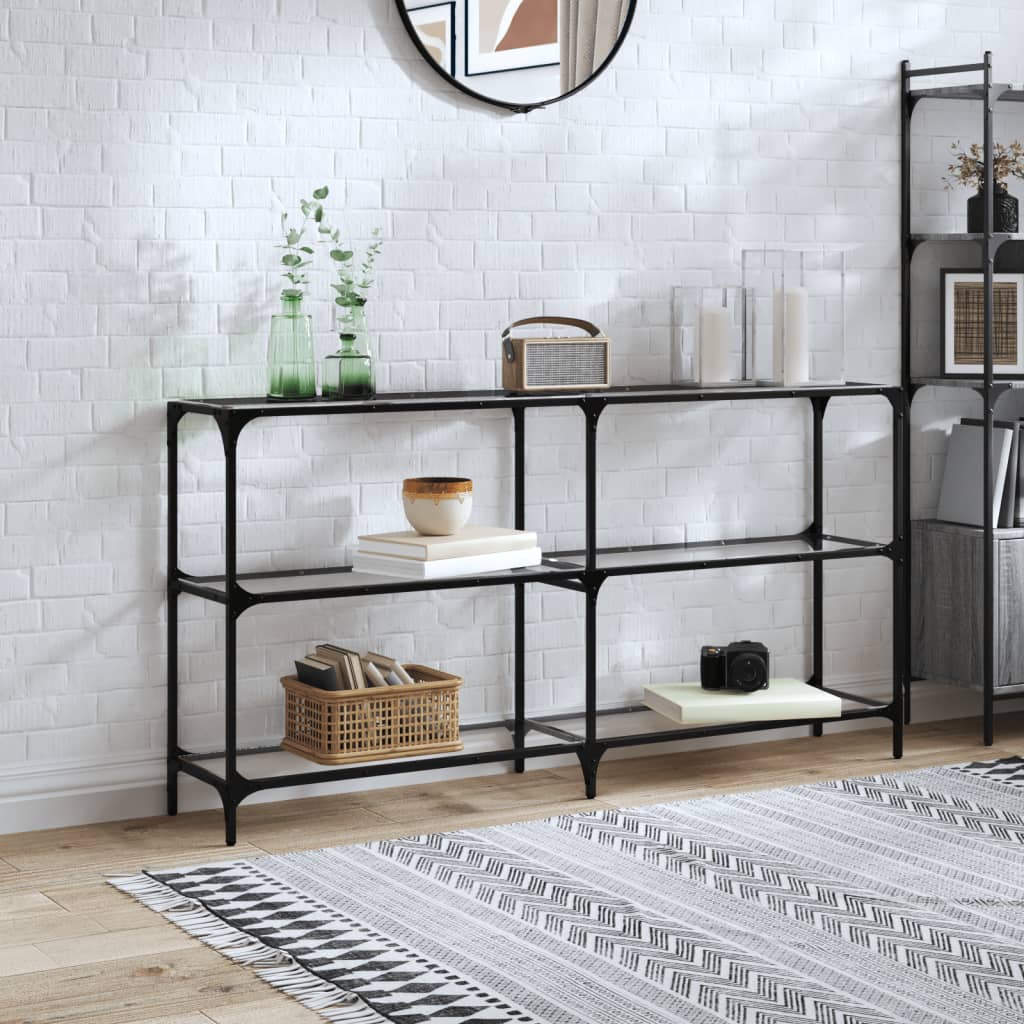 Console table with glass top Transparent 158.5x30x81 cm Steel
