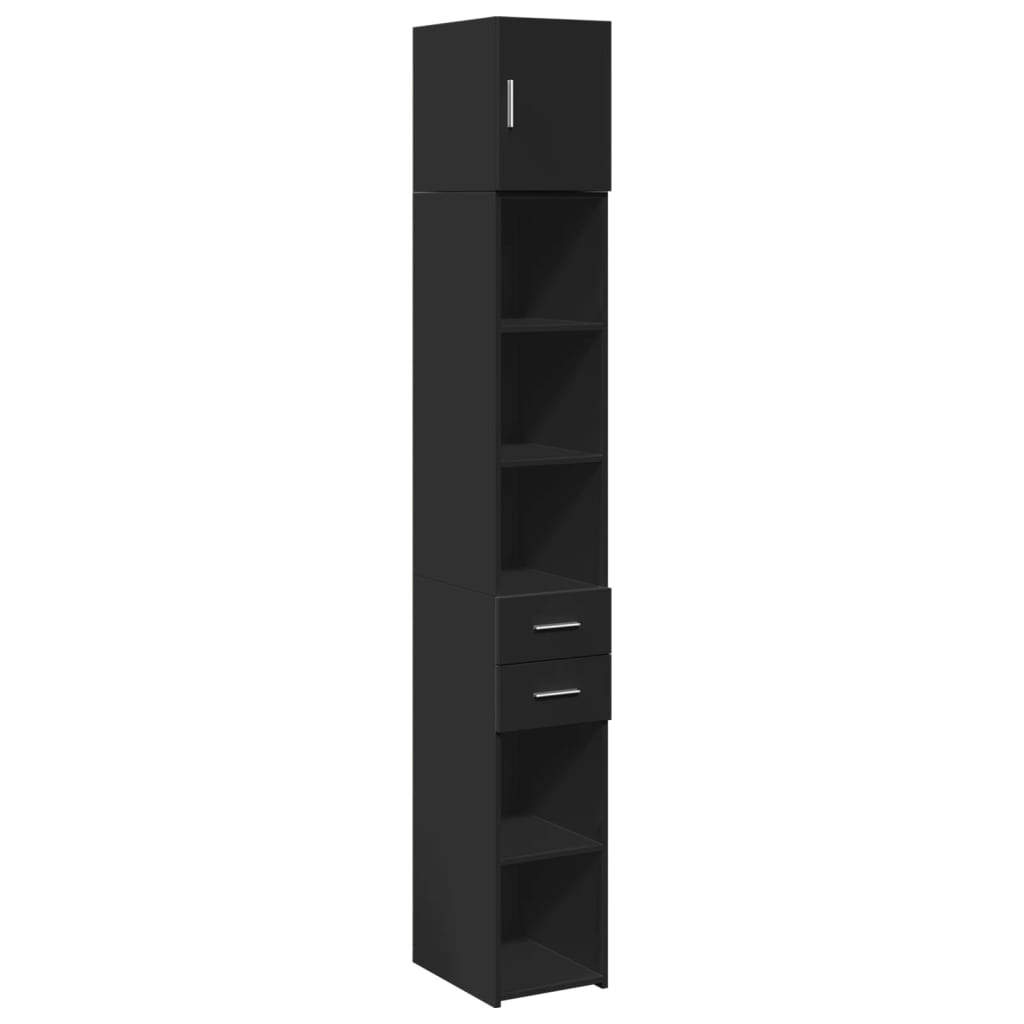 Tall cabinet narrow black 30x42.5x225 cm wood-based material