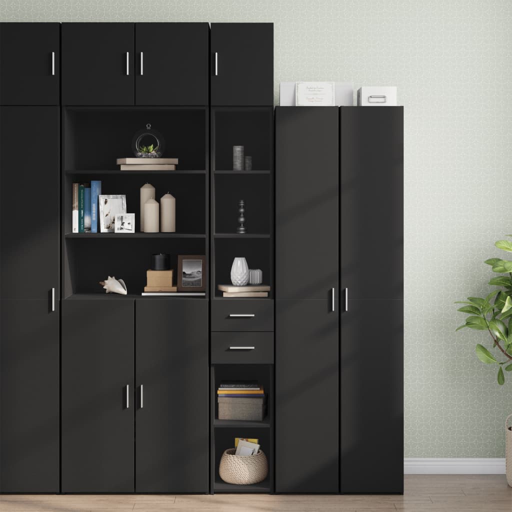 Tall cabinet narrow black 30x42.5x225 cm wood-based material